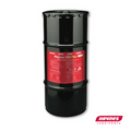 A black 15 gallon drum with a red label containing Haynes 500 Plus lubricant.