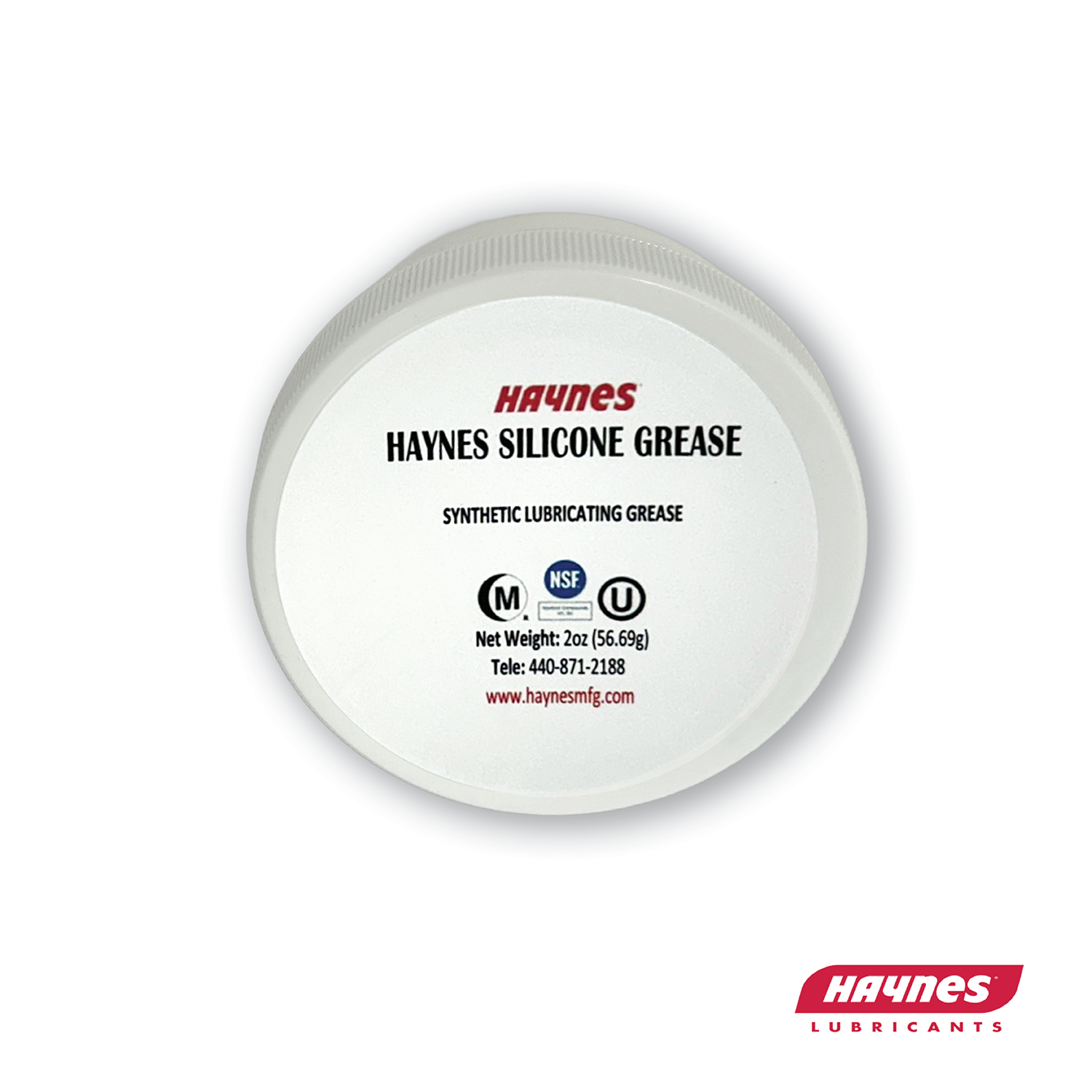 Haynes silicone grease container with label on a white background
